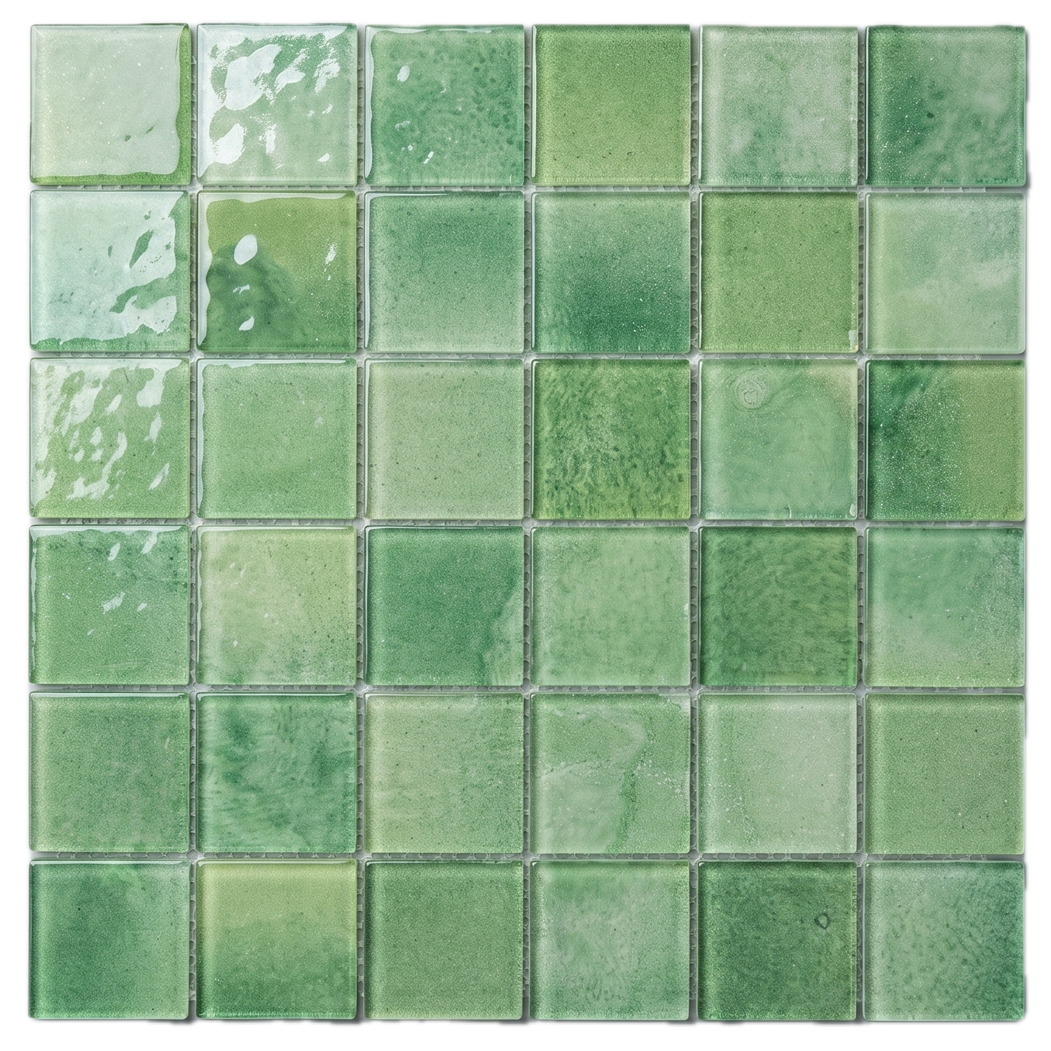 Glasmosaik Mosaikfliese Nizza 48×48 mm Grün